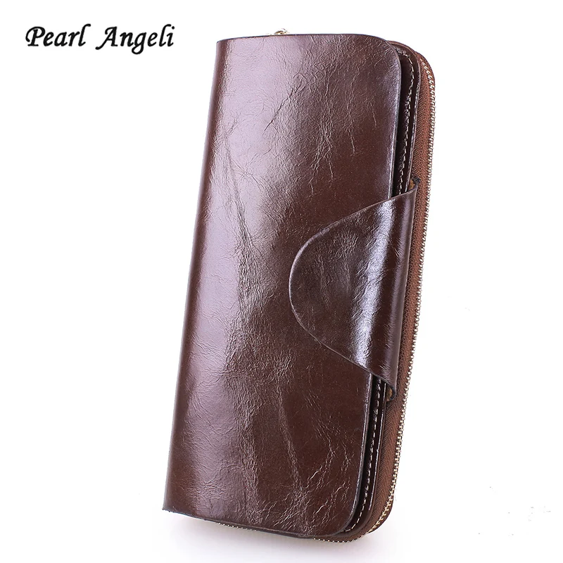 

Pearl Angeli Women Wallets Long Genuine Leather Female Purse Man Wallet Card Holder Travel Portomonee Male Clutch Coin Purse