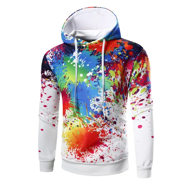 Splash paint Hoodies Men/Women Hooded Hoodies With Cap 3d Sweatshirt Print Paint Hoody