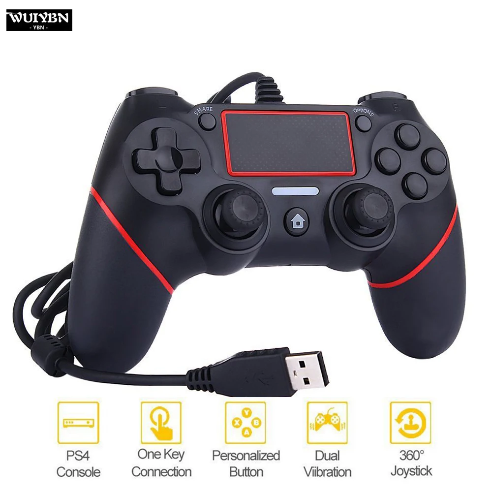 

WUIYBN Wired USB P4 Game Controller For Playstation 4/Dualshock 4/ PS4 Pro Joysticks Professional Gamepad