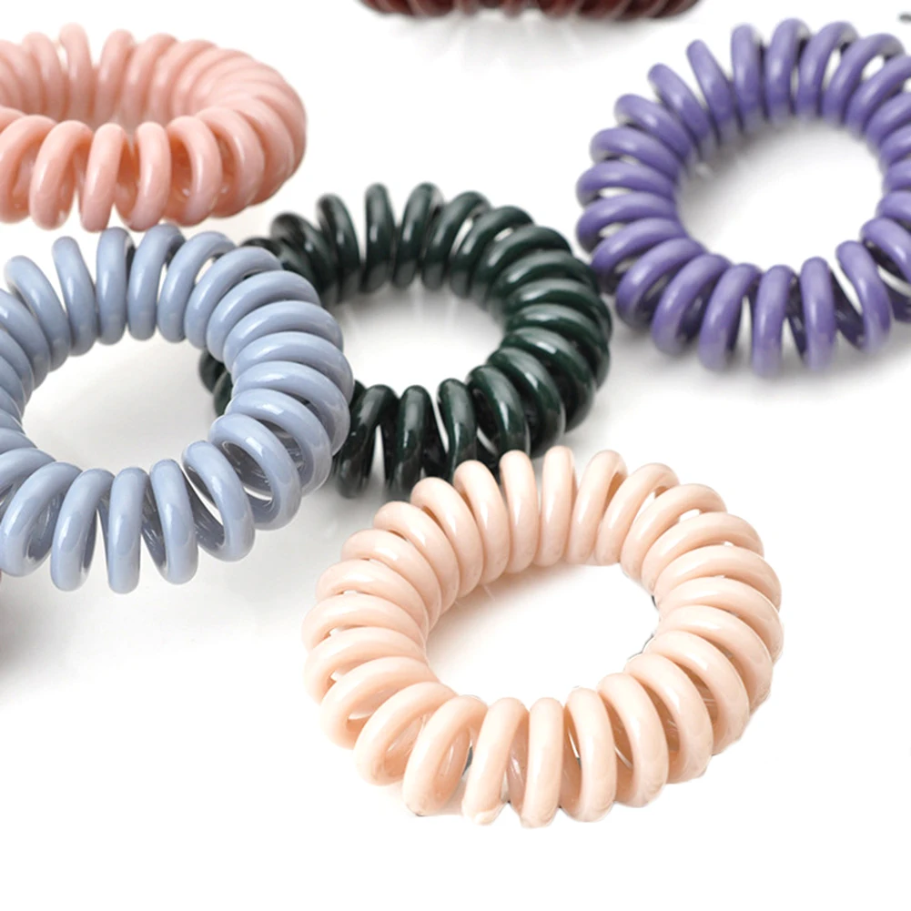 Elastic Telephone Wire Hair Ring Plastic Gum For Ties Women Rope Ponytail Bands Girls Accessories |