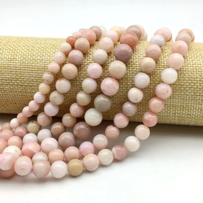 

Beadztalk Natural Peruvian Pink Opal Stone Round Bead Spacer Loose 4 mm 6 mm 8 mm 10 mm DIY Jewelry Beads