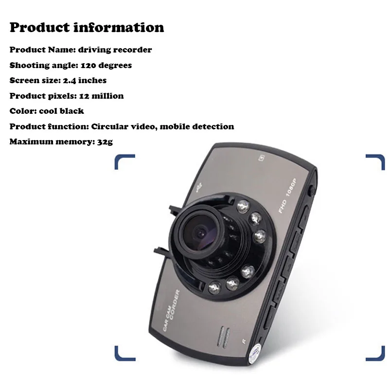 Авто 1080p Высокое разрешение ночного видения автомобиля страховка тире камера