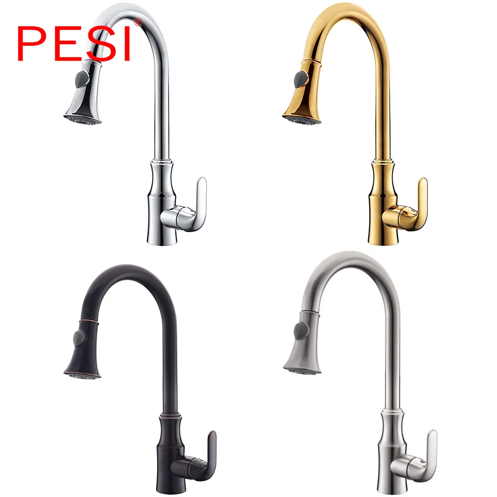 

Pull Out Kitchen Sink Faucet Swivel Mixer Tap with Pull Down Sprayer Process 360 Degree Rotation Deck Mounted,Chrome.