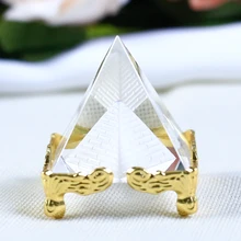 4cm Laser Engraved Pyramid K9 Crystal Figurines Miniatures Transparent Glass Cone Crafts Ornaments For Gifts Home