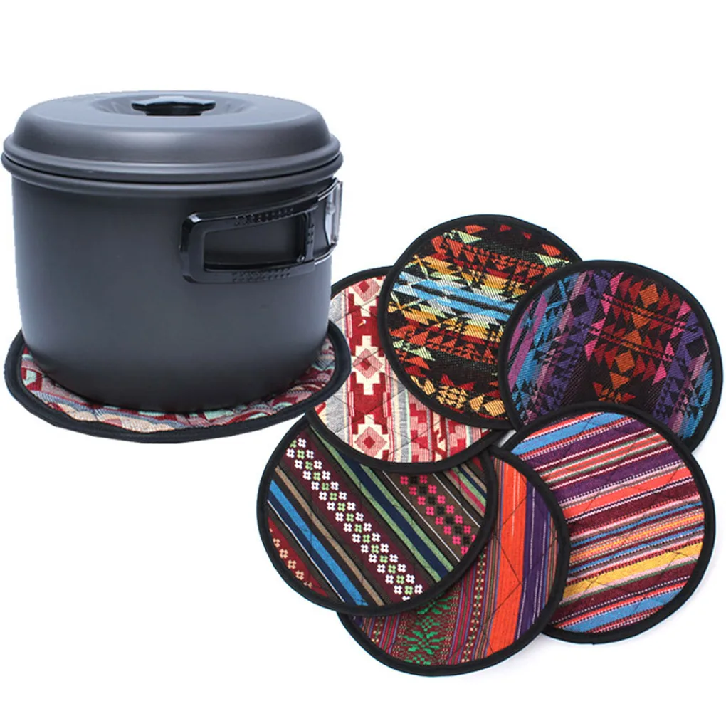 New Style 2pcs Outdoor Pot Retro National Wind Striped Circular