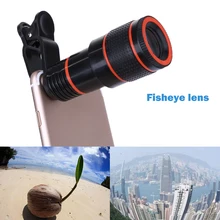 Лидер продаж 12X зумом Fisheye Камера оптический фото объектива телескопа для iphone Samsung Xiaomi Huawei смартфон