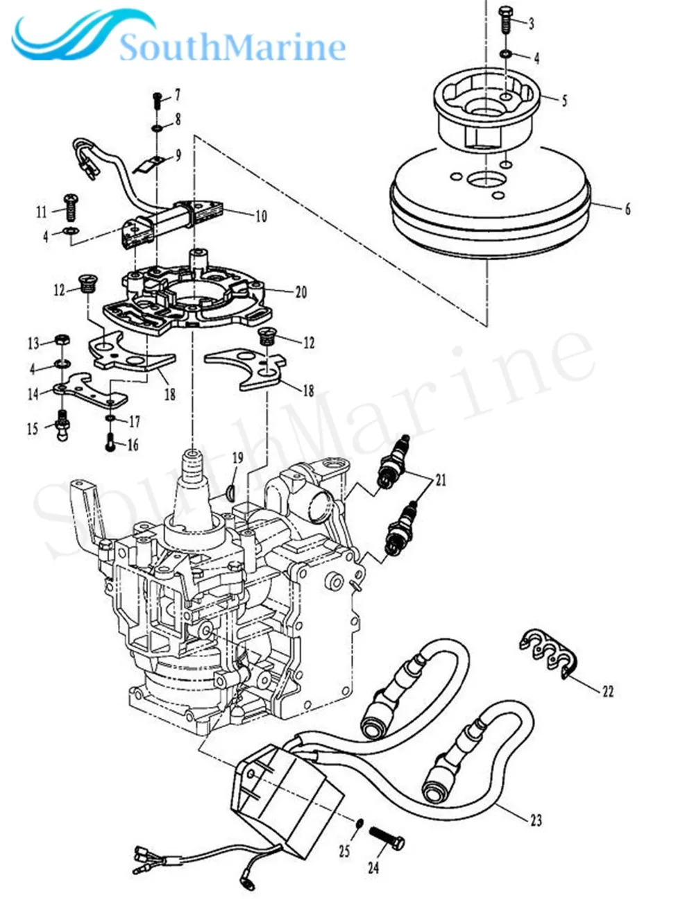 Лодочный мотор T8-05000702 T6-05000702 возбудитель зарядка катушка Магнето в сборе 3B2-06120 для Parsun HDX 2-х тактный двигатель T6 T8 T9.8 лодочный мотор