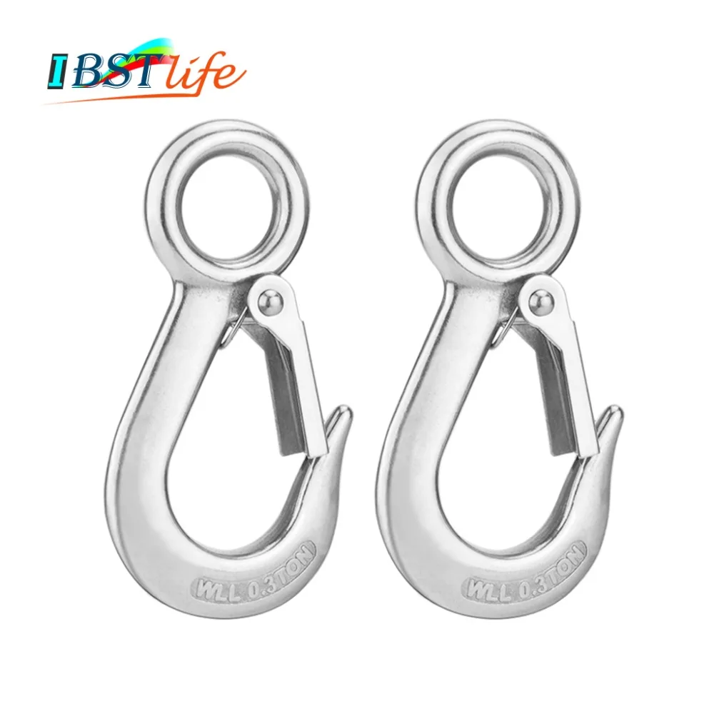 

2PCS 0.3T 304 Stainless Steel Round Eye Lifting Snap Hook cargo snap hook crane hook marine rigging hardware accessories