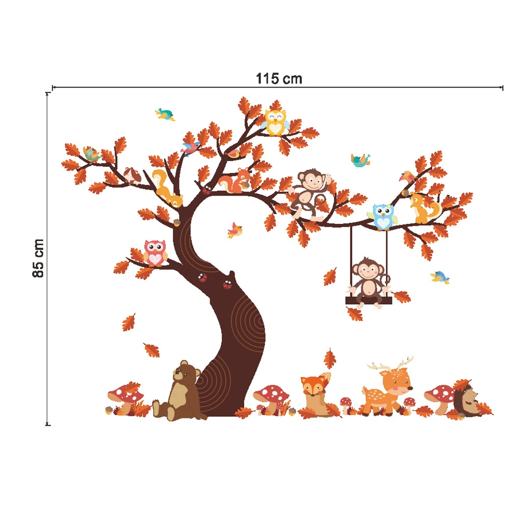 Съемные животные карта мира стикер на стену воздушный шар Большой дерево наклейки детская комната Дошкольное образование ПВХ обои