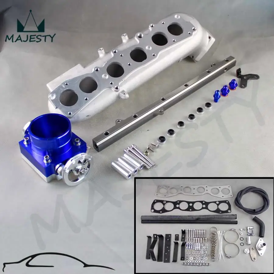 Алюминиевый впускной коллектор + 80 мм TBody 2JZGTE Топливная рампа серый|aluminum intake