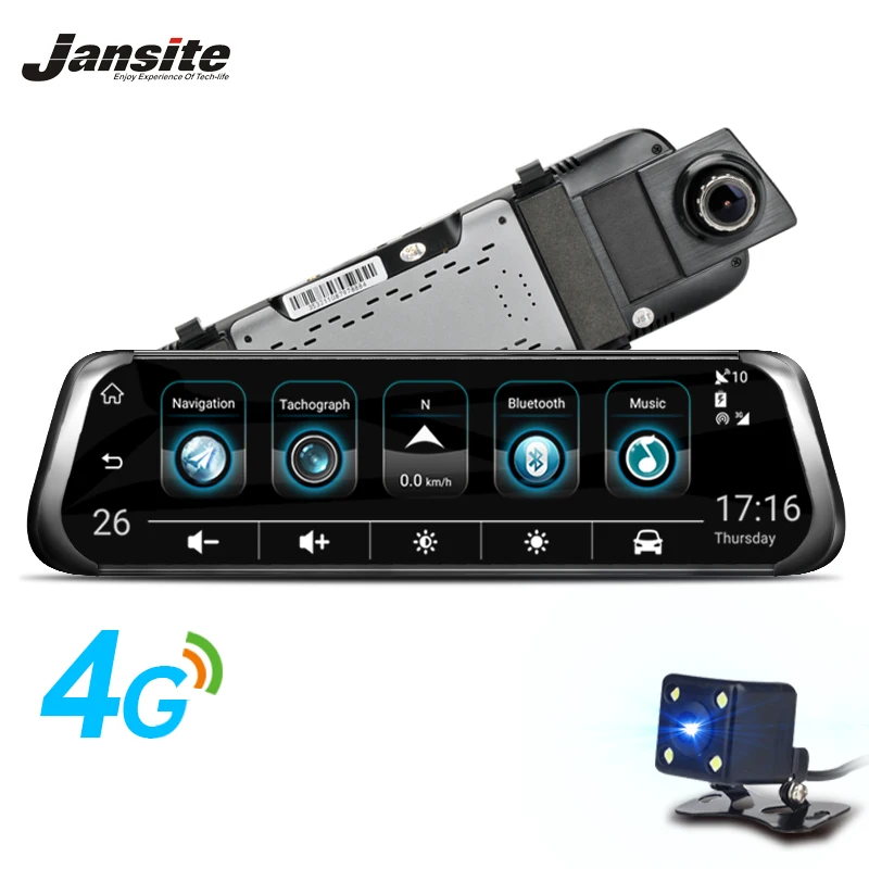 

Jansite 3G 4G WIFI Car DVR 10" Touch Screen Android Car Camera ADAS Remote Monitor Rear View Mirror Dual Lens GPS Navigation