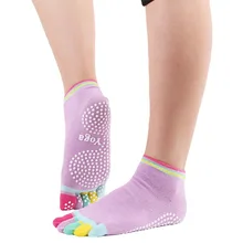 Полный фиксатор стопы для упражнений носки для йоги нескользящие носки с полным носком цветные на пять пальцев пальцы фитнес спортивный носок с захватами танцевальный балет Спорт