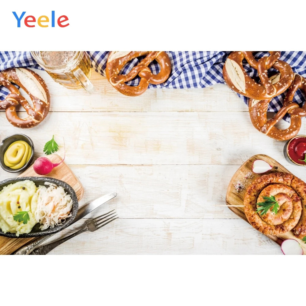 

Yeele Oktoberfest Carnival Beer Foods Tableware Wood Photography Backdrop Personalized Photographic Backgrounds For Photo Studio