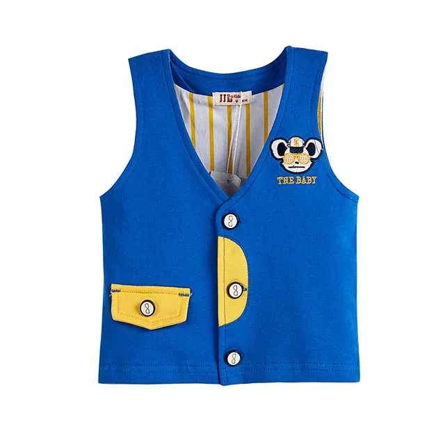new 2016 spring 100 cotton baby vest boy's V neck vest kids waistcoat