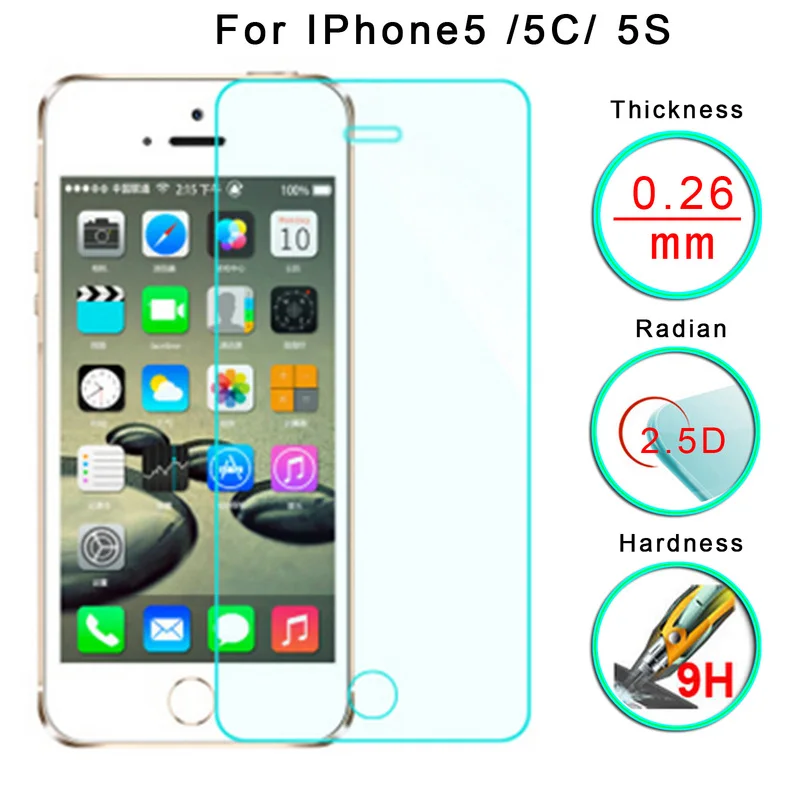 защитное стекло 2 шт. 9 H закаленное Стекло для IPhone X протектор 6 6s плюс 8 7 5 5S 5c SE 4 4S