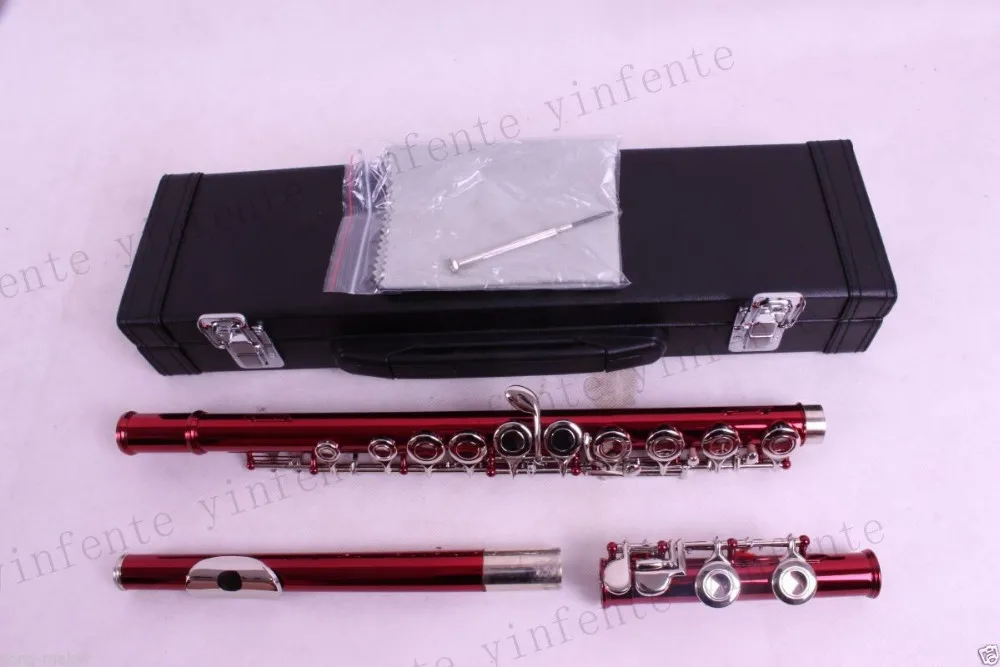 Красный цвет флейта 16 отверстие закрыто C тон E ключевым Advance Модель Красный Профессиональные#2