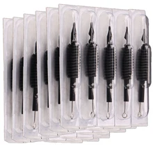 10 шт Новые черные одноразовые держатели с иглами для татуировки Ассорти стерилизованные смешанные иглы татуировки Силиконовая ручка татуировки Поставки пигмент