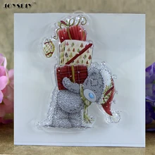 Cartoon Bear Send Gifts Scrapbook DIY photo cards account rubber stamp clear stamp transparent stamp 10