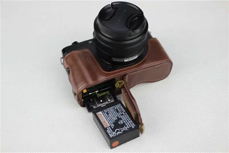 Чехол из искусственной кожи для камеры Fujifilm XT100 полуоблегающий чехол открытая