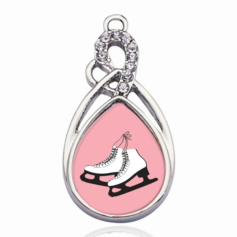 

Figure Skates Circle Charm Trendy Charms Necklace Pendant Jewelry Accessory Making Man Women Retro Style Jewelry