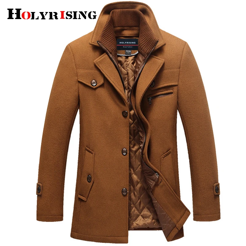 Holyrising мужское шерстяное пальто Толстые мужские и куртки теплые полупальто 5XL