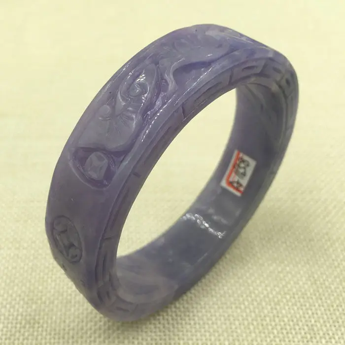 

A-1658 Chinese Hand-carved Lavende Purple Jadeite Jade Gems Bangle Bracelet 62mm 28% 10.13