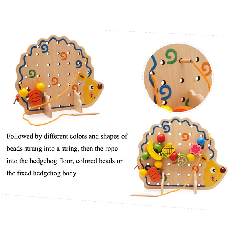 82 шт Puzzle игрушки Ежик фруктовые бусины материалы montessori деревянные игрушки montessori Oyuncak Развивающие игрушки для Детский подарок