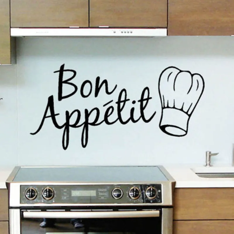 ZM31 Bon Appetit Creative Chef Hat Art Mural Detachable Kitchen Wall Phrases Vinyl Wall Stickers Room Decoration Home Decor ZM31 Bon Appetit Creative Chef Hat Art Mural Detachable Kitchen Wall Phrases Vinyl Wall Stickers Room Decoration Home Decor