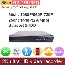 2xSATA#Full HD 36 channel CCTV NVR video recorder 4mp/1080P/720P ONVIF 4ch/8ch/16ch video surveillance system GANVIS GV-TS9236Q