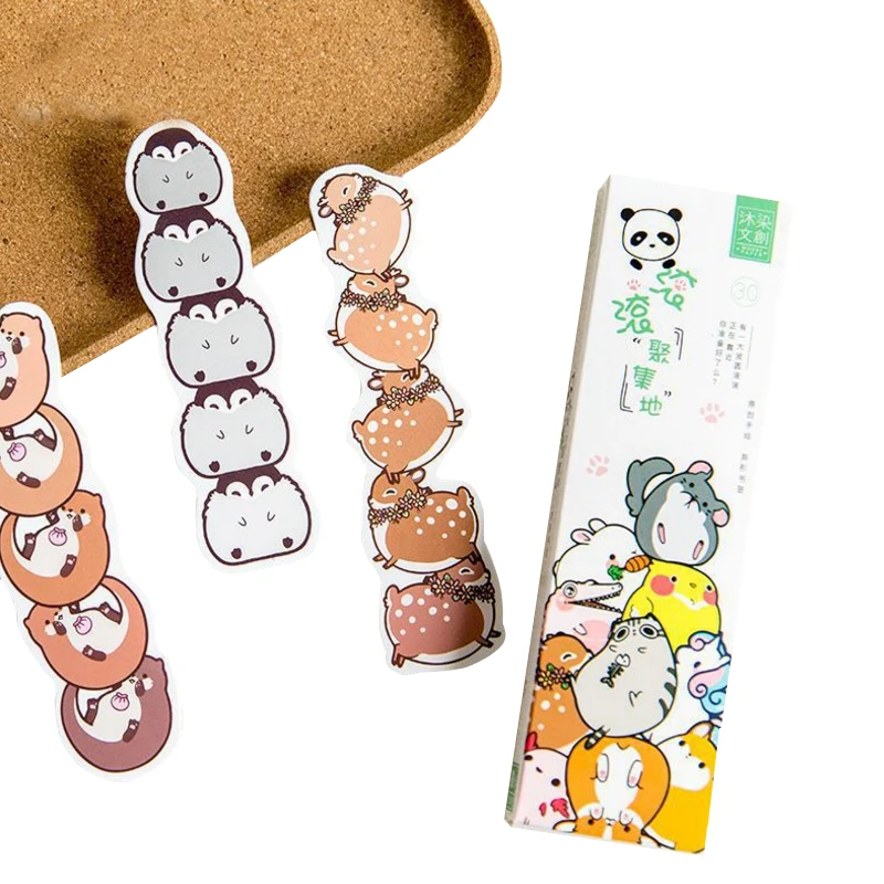 

30Pcs/box Lovely Cartoon Animals Bookmark Paper Bookmark for book marker Gift School Office Stationery
