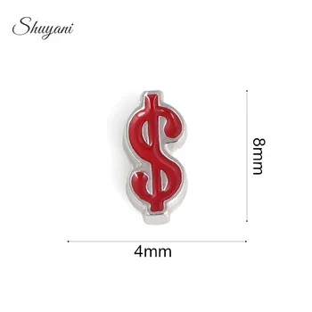 

F571 Newest DIY Enamel Red Dollar sign Floating Locket Charms for Living Memory Locket Wholesale 20pcs/lot