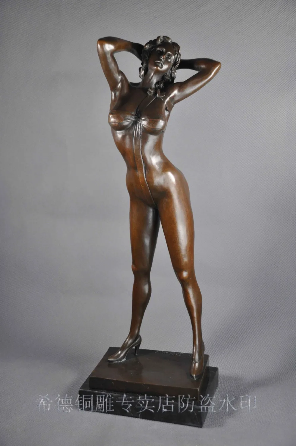 

Collectible Statue bronze sculpture Art Deco Signed~Carrier~Roman girl Bronze Art LRG Garden Decoration 100% real Brass Bronze