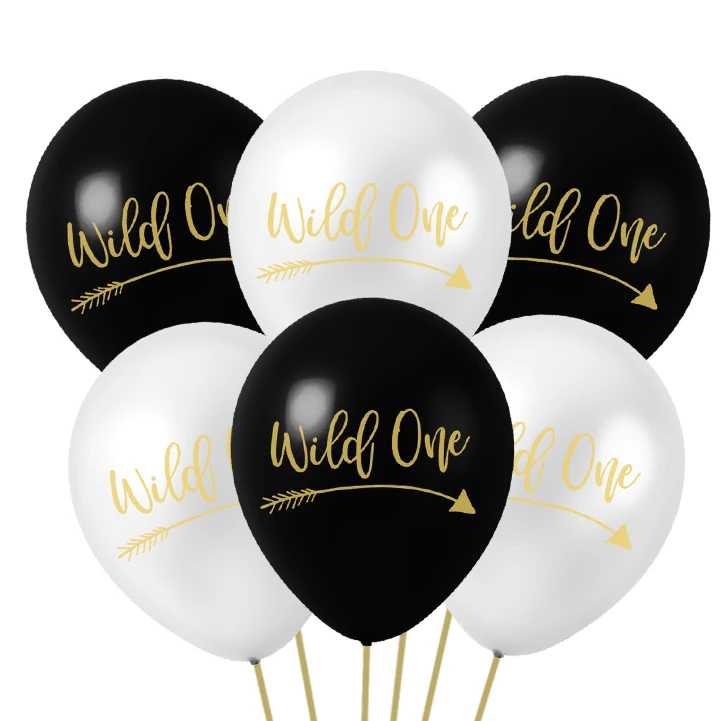 

10pcs 10inch Wild One Latex Gold Letter Balloons Wild One Boy Girl First Baby shower 1 St Birthday Party Decoration Supplies
