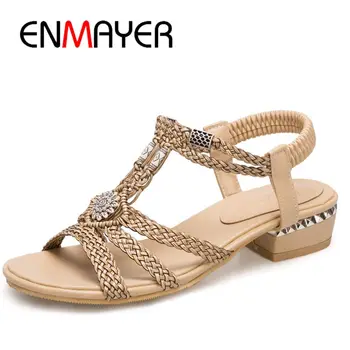 

ENMAYER Microfiber Basic Casual Women Sandals Summer Fashion Gladiator Sandals Women Big Size 34-45 LY1469