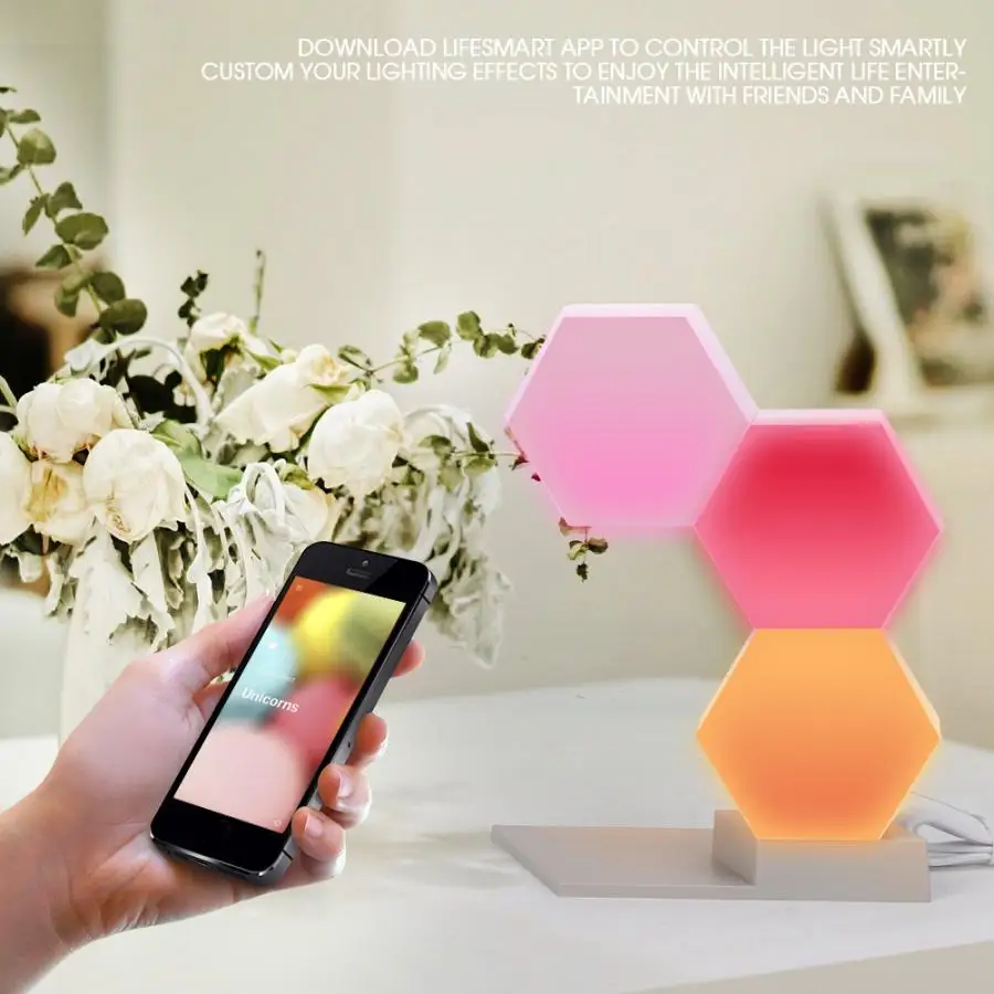 

LED Night Light 3PCS/Set Creative Hexagonal Assembly LED Quantum Night Wall Light Smart Phone App Control Lamp