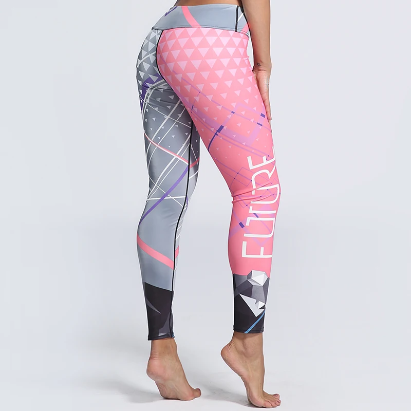 

Hot New! Contrast Colors Leggings Women Fitness Gyms Plus Size Legging Triangle Print Letter Stripe Elastic Slim Pants Dropship