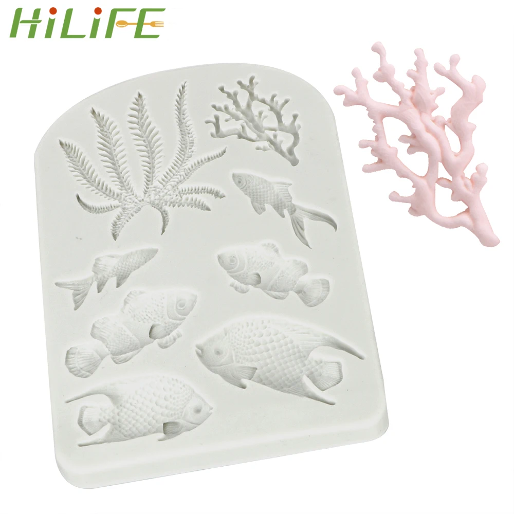 

HILIFE Cake Decorating Tools Food-grade Silicone for Fondant Cake Bread Jelly Chocolate Ice Pudding Fish Coral Seaweed Mold