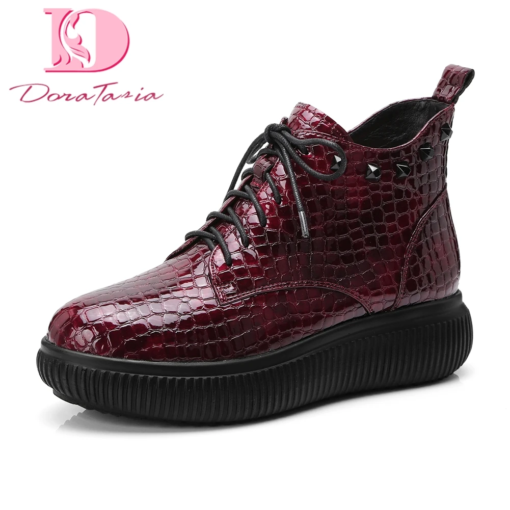 

Doratasia High Quality Large Size 34-42 Zip Up Mid Heels Ankle Boots Woman Shoes Hot Sale Party Boots Shoes Woman
