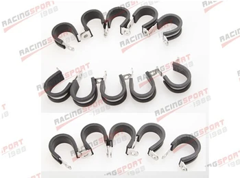 

15PCS Cushioned Hose Mounting Clamp Loop Strap 304 Stainless Steel 5/16" Black