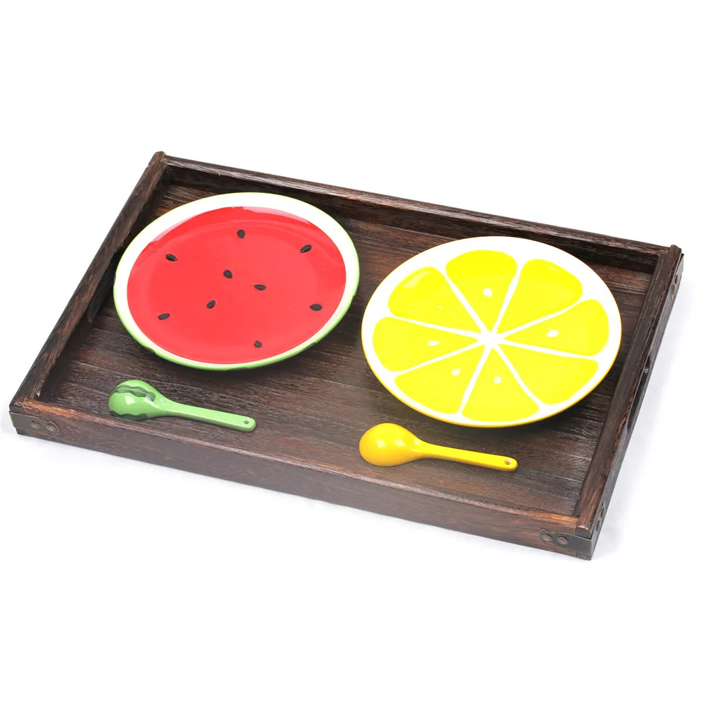 1pcs Japanese style Burning Paulownia Wood Rectangular Wooden Tray Tea