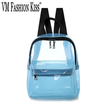 

VM FASHION KISS Summer Girl FASHION Transparent Backpack Women Small Waterproof Backpacks Sandy Beach Clear Backpack Rucksack