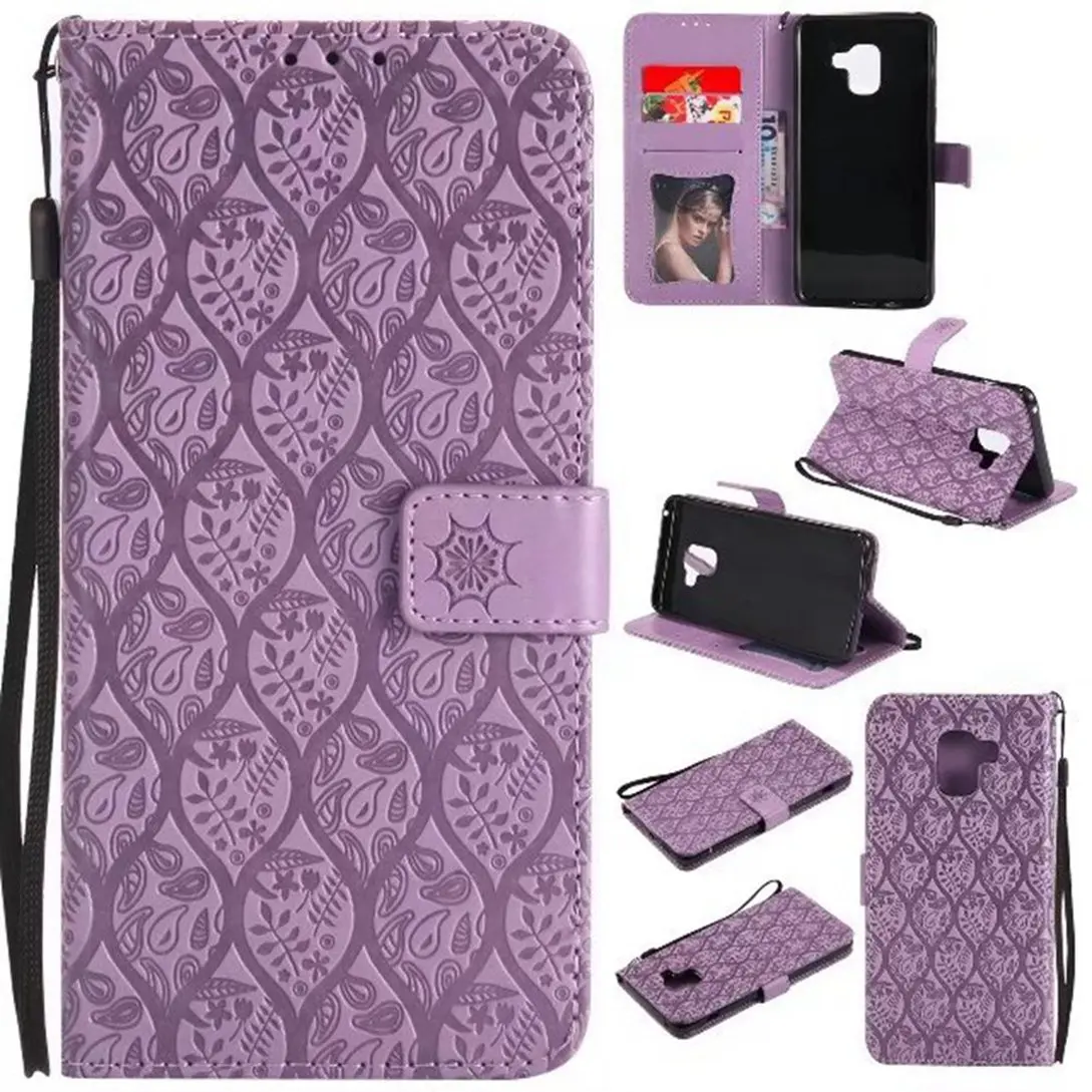 

MuTouNiao Purple Rattan Leather Flip Case Cover For Samsung Galaxy A3 A5 A6 A8 2016 2017 2018 A810 Xcover 4 G390F