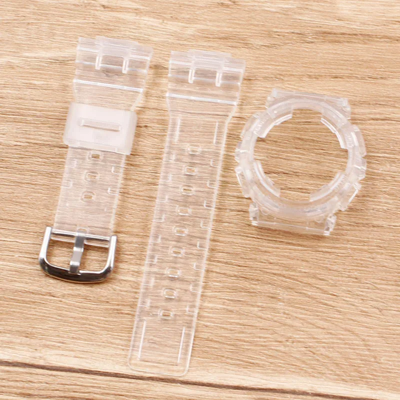 Watch Accessories Suitable for Casio baby-g series transparent strap BA-111 110 112 120 case strap set - Band Color: white Complete set