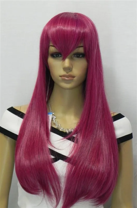 Cosplay Fashion Women Cheap Anime Dark Red 70cm Long Silky Straight Wig Cos Costume Wigs Hair DIY320 |