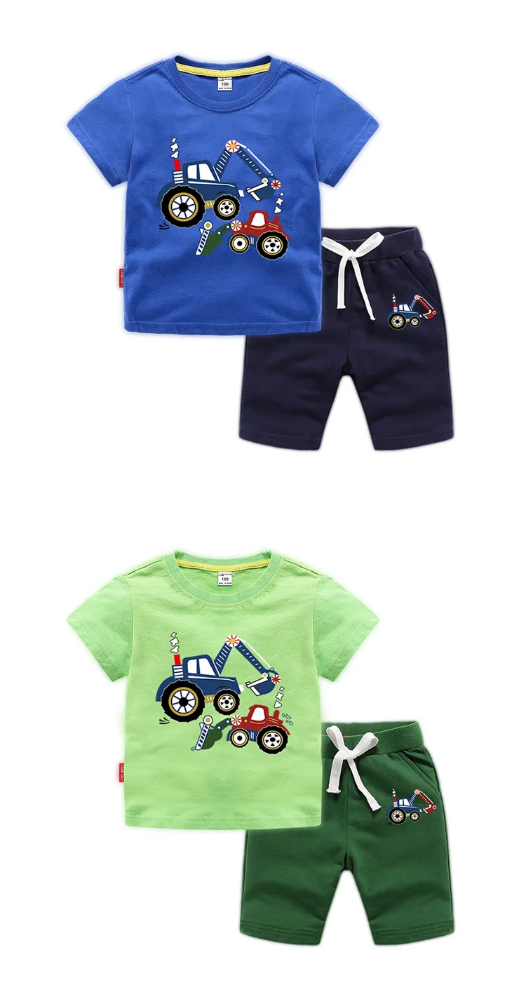 Лето г.; Комплект для маленьких мальчиков и девочек: футболка с рисунком+ шорты; Модный спортивный костюм; Детские комплекты; хлопковая Спортивная одежда для маленьких мальчиков