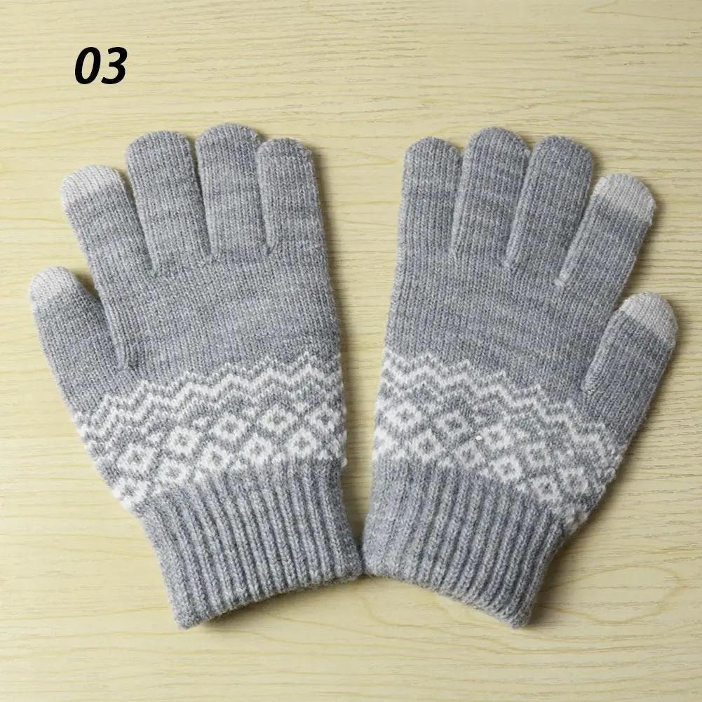 B03 Patchwork Gray Sparsil зимние Новые Волшебные вязаные перчатки с сенсорным экраном, утолщенные перчатки на все пальцы, теплые перчатки, Стрейчевые вязаные варежки для мужчин и женщин - Цвет: B03 Patchwork Gray