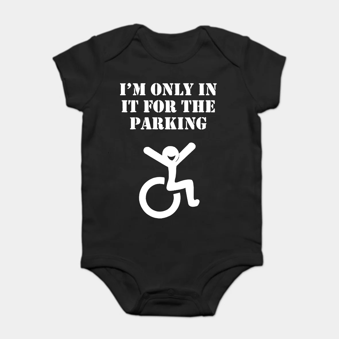 

Baby Onesie Baby Bodysuits kid t shirt Funny Im Only In It For The Parking Wheelchair Disabled
