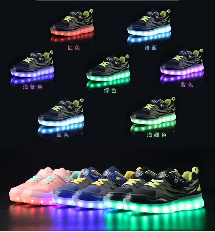 Детская светящаяся обувь для мальчиков и девочек, светящиеся кроссовки для детей, 7 цветов, USB зарядка, светящиеся Детские кроссовки со светом