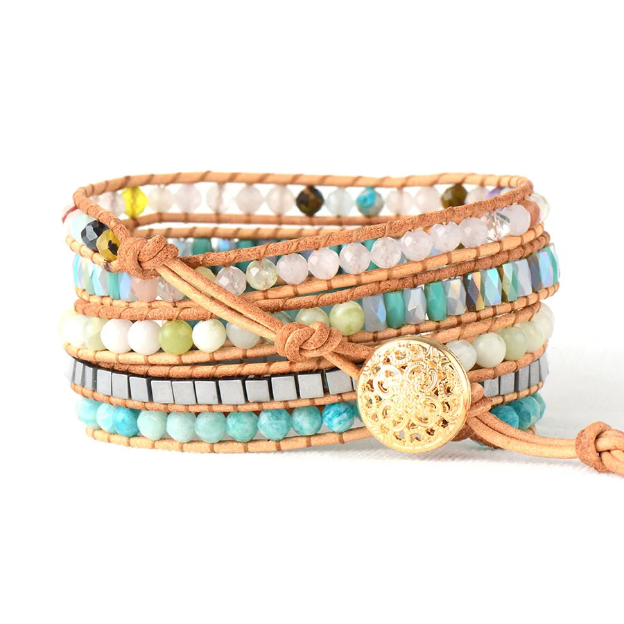 Bohemian Amazonite Wrap Bracelet back