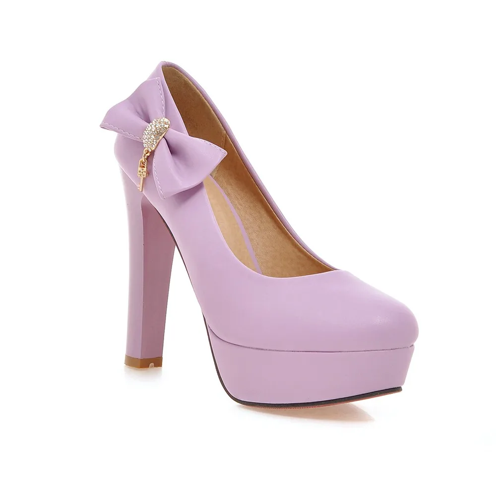 New 2018 Spring Sweet Women Pump Super High Thick Heel Candy Color Cute Bow Ladies Shoes large size 34-43 New 2018 Spring Sweet Women Pump Super High Thick Heel Candy Color Cute Bow Ladies Shoes large size 34-43